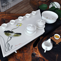 东丰玉瓷白瓷龙之玉13头浮雕茶具盖碗茶海茶杯