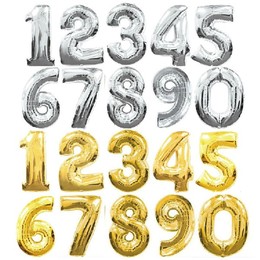 16寸金银色数字进口铝膜气球 节日婚庆生日庆典装饰布置氢气球