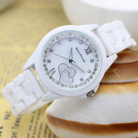 正品新款女学生手表潮流时尚白色女士防水手表白色陶瓷女表时装表