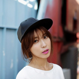 韩国春夏纯色光板PU嘻哈hiphop平沿皮质棒球帽潮男女韩版皮帽子
