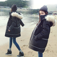 2015冬装新款加厚棉袄棉服女韩版中长款宽松大毛领棉衣外套 连帽