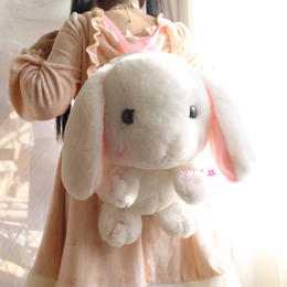 日本Lolita垂耳兔双肩包 超萌兔子背包 日系软妹毛絨玩偶娃娃礼物