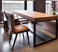 loft美式复古做旧铁艺实木餐桌椅饭桌长方形 会议桌办公桌谈判桌