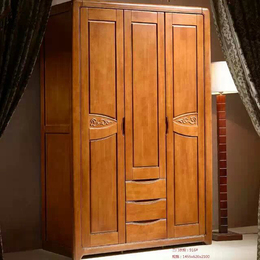 中式实木衣柜 三门四门2米衣柜 全实木橡木衣柜中式卧室家具