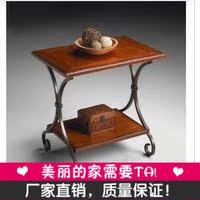 特价 欧式铁艺茶几 正方形 休闲 双层实木 桌客厅装饰边 桌床头柜