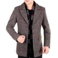 冬季新款羊毛大衣七匹狼夹克男士毛呢男装毛呢大衣外套中长款修身