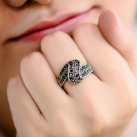 复古宫廷食指戒指 韩国镶钻创意 装饰品女夸张日韩版时尚个性指环