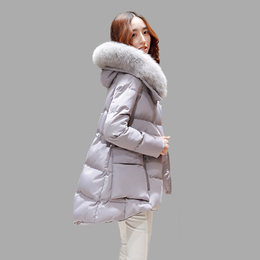 冬装2016潮新款A字型韩版修身中长款棉袄棉服大毛领棉衣女士外套