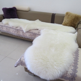澳洲纯羊毛沙发垫地毯飘窗床边毯客厅卧室定制整张羊皮毛一体白色