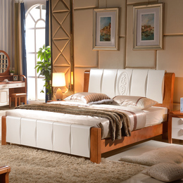 实木床 地中海风格全实木橡木床 实木双人1.8米高箱储物大床