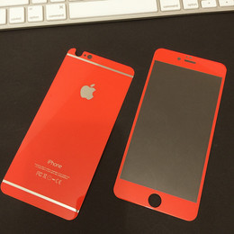 糖果色钢化玻璃膜苹果iphone6/6 plus前后膜紫色红色全屏钢化膜