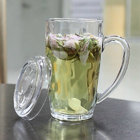 正品韩国GLASSLOCK三光云彩柠檬水杯带盖 创意透明花茶杯子包邮