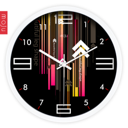 包邮创意艺术现代时尚前卫彩条 挂钟时钟大号客厅全静音石英钟表