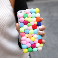 韩国彩色毛球iPhone6手机壳 苹果6s Plus硅胶保护套 可爱6s外壳潮