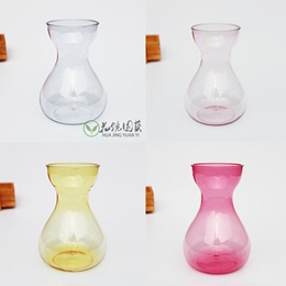 风信子塑料彩色花瓶高款沙漏塑料透明花盆彩色瓶绿萝水培仿玻璃瓶