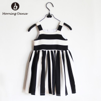 欧州站2015新款女童夏装黑白条纹背心裙吊带裙儿童宝宝婴儿连衣裙