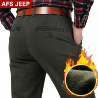 Afs Jeep男裤加绒厚款商务男士休闲裤男直筒高腰长裤子宽松大码