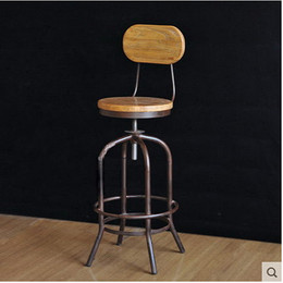 loft复古美式铁艺防锈旋转椅实木做旧靠背吧台椅升降吧椅吧椅餐椅