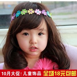 韩版儿童发饰 热卖女童头饰 彩色刺绣花朵发箍 布艺头箍发带头花