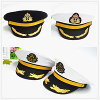 正品韩版海军帽子男女水手帽舞台表演帽船长帽制服帽海边帽白色夏