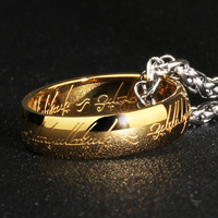 茗翼钛钢3D金色魔戒指环王男士戒指时尚情侣对戒霸气个性欧美复古