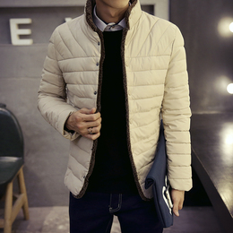 秋冬装新款韩版男士修身棉衣纯色立领加绒棉服潮外套M61 P100