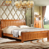利索简约现代中式实木床橡木床1.5 1.8床婚床超大空间橡木储物床