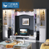 几好家具 客厅组合电视柜背景墙现代简约影视墙柜酒柜3米白色烤漆