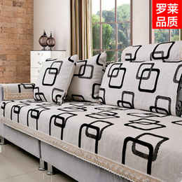 特价简约现代几何图案棉亚麻防滑布艺沙发坐垫时尚素色黑白沙发套