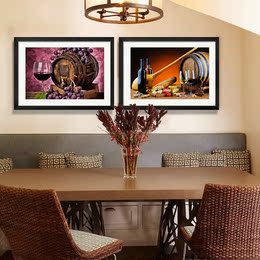 现代简约有框画客厅装饰画餐厅饭厅墙画厨房挂壁画葡萄红酒组合