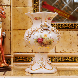 高档欧式复古陶瓷花瓶装饰摆件 家居客厅插花装饰品大号落地花器