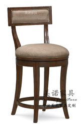 美诺/美式吧椅欧式实木吧椅360度旋转吧椅美式们布吧椅真皮吧椅