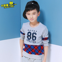 卡咪猫童装2016新款长袖圆领套头上衣韩版中大童体恤 男童长袖T恤