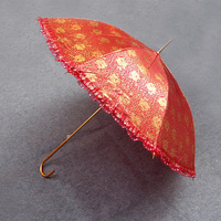 喜来乐 红色蕾丝新娘伞太阳伞 结婚大红伞婚庆长柄雨伞晴雨伞喜伞