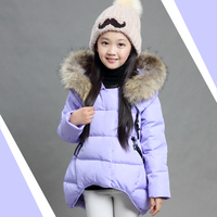 童装女童棉衣冬装中长款连帽加厚保暖纯色棉袄8-12中大童修身外套