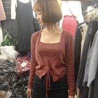 2016秋季韩版女装新款针织衫smooth套装开衫+吊带时尚套装