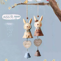包邮创意小白兔日式田园风铃可爱铃铛挂饰女生生日礼物树脂挂件