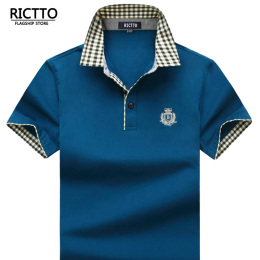 Rictto/尼斯图2015夏季男士丝光棉短袖t恤 商务男翻领大码体恤衫