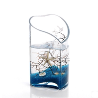 水培 玻璃 花瓶 透明玻璃瓶 室内花卉用 高斜口心型 仿真花彩沙瓶