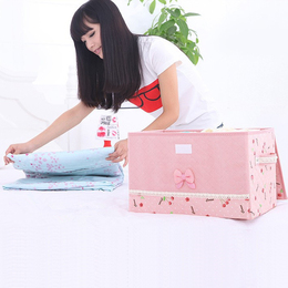 新款包邮粉色单蝴蝶结圆角储物箱大号可折叠有盖无纺布内衣收纳盒