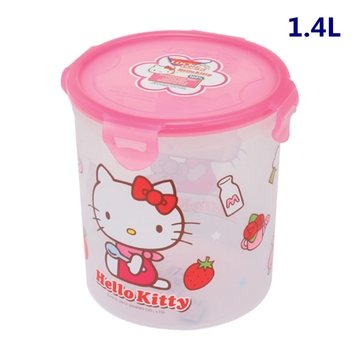 正品乐扣Hello Kitty圆柱形保鲜盒1.4L 塑料储存盒HPL933B-KT