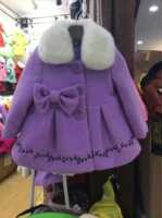 蝴蝶果西西子女童羊毛妮子夹棉加厚外套小童宝宝韩版裙式大衣