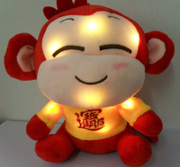 创意新年吉祥物猴子毛绒玩具 公仔可录音会说话会发光的布娃娃能