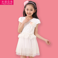 童装2015女童夏装连衣裙韩版新款短袖公主裙儿童女孩礼服裙子纱裙