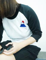 IRIS-Z 独家定制 和风浮世绘人物富士山刺绣 七分袖插肩T恤