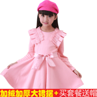 2015冬季女童儿童公主裙子新款韩版大女孩加厚加绒长袖表演连衣裙