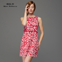 瑞比卡品牌女装2015新款 欧美高端修身印花连衣裙无袖背心裙短裙