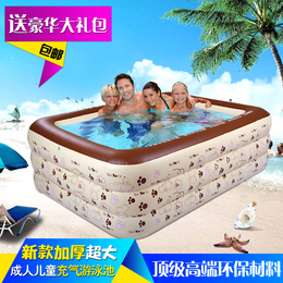 新款包邮加厚方形充气戏水池 成人儿童家庭用大型游泳池 充气浴缸