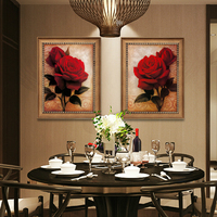 欧式客厅装饰画沙发背景墙画壁画餐厅卧室挂画三联有框画玫瑰花