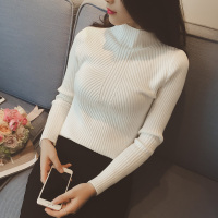 2015冬装韩国新款半高领上衣T恤衫女修身显瘦螺纹针织衫打底内搭